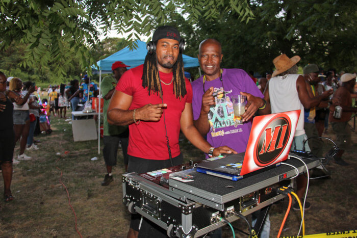 DJ Mwando "M1" Bailey (l) and soca artiste Edson "Lively" McDonald.