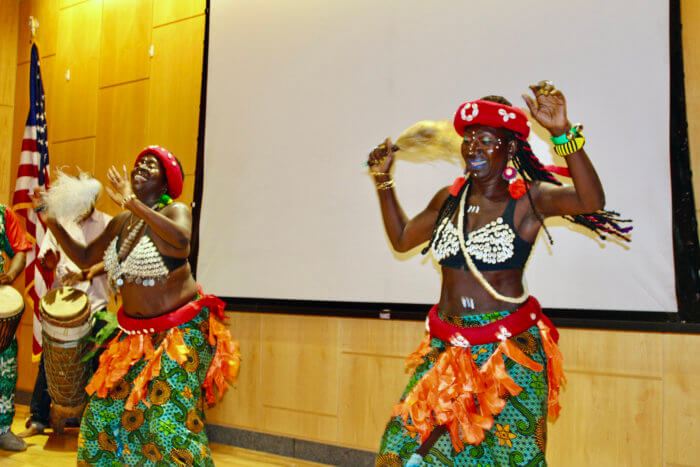 Mother and daughter dance team of the Fusha Dance Company, performing "Bacongo."