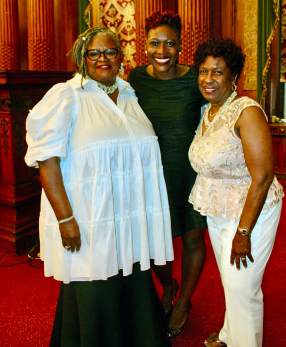 Pictured are, Angela Cooper, CEO and founder of The Coral Reef Experience, LLC, Deputy Borough President Diana Richardson, and Yolanda Lezama-Clark, president, Carlos Lezama Archives & Caribbean Cultural Center, Inc. The two ladies served as mistresses of ceremonies.