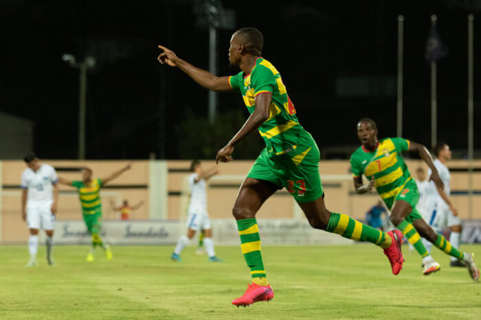 Jamal Charles, the star striker scored his seventh career CNL goal for the Spice Boyz against El Salvador at the Kirani James Athletic Stadium in St. George’s, Grenada on June 7, 2022.