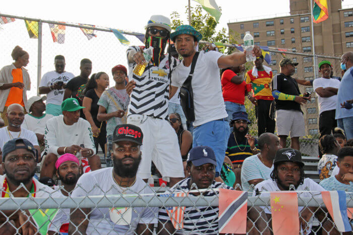 A section of fans at the Brooklyn-based Caribbean Premier League Soccer (CPLS) championship match at the Old Boys and Girls High School Grounds on Maple Street in Brooklyn between Grenada and St. Vincent and the Grenadines. 