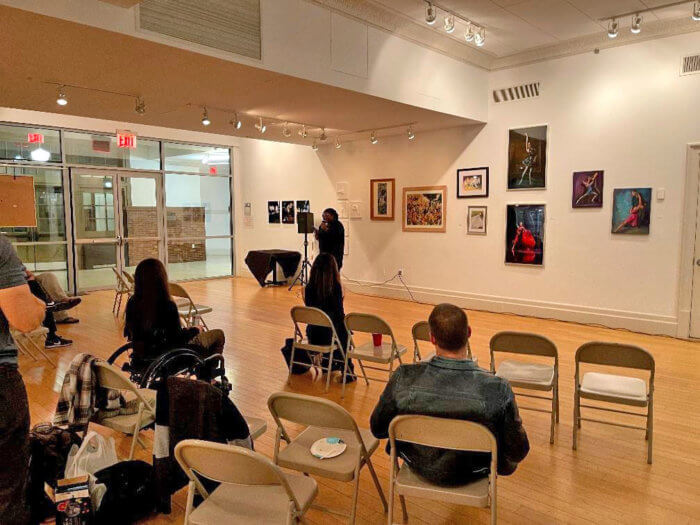 A participant performing at the LTC open mic on Sept. 23, 2022. 