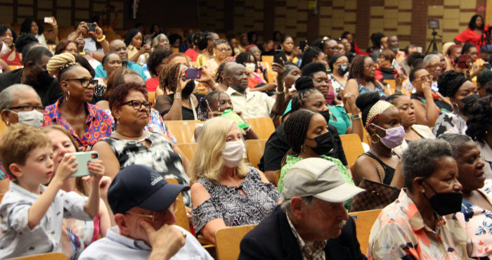 A section of the audience at the inaugural Miss Caribbean Woman 50 and Over Beauty Pageant at the Mahalia Jackson Intermediate School in East Flatbush, Brooklyn. 