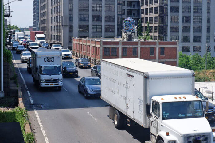 Traffic on the BQE in Brooklyn Heights.