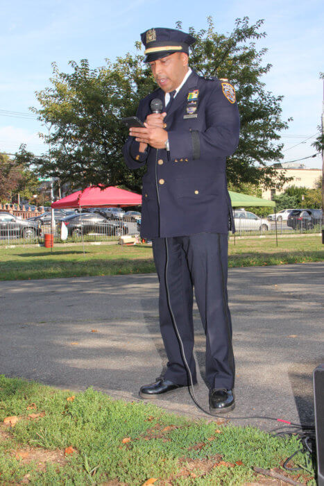 Captain Khandullar Abdullah addresses the audience at the Newton Foundation's 9/11 tribute in Brooklyn.
