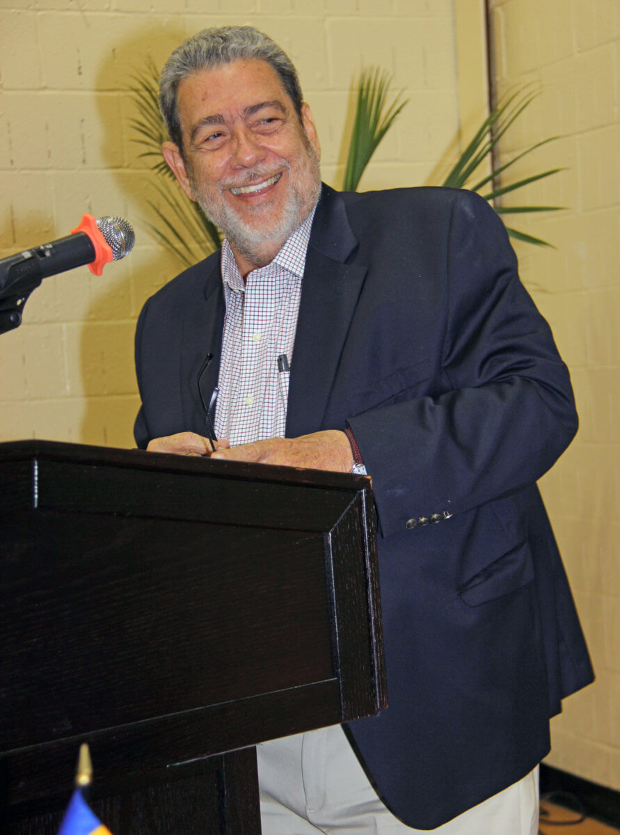 St. Vincent and the Grenadines Prime Minister, Dr. Ralph E. Gonsalves addresses town hall meeting in Brooklyn.