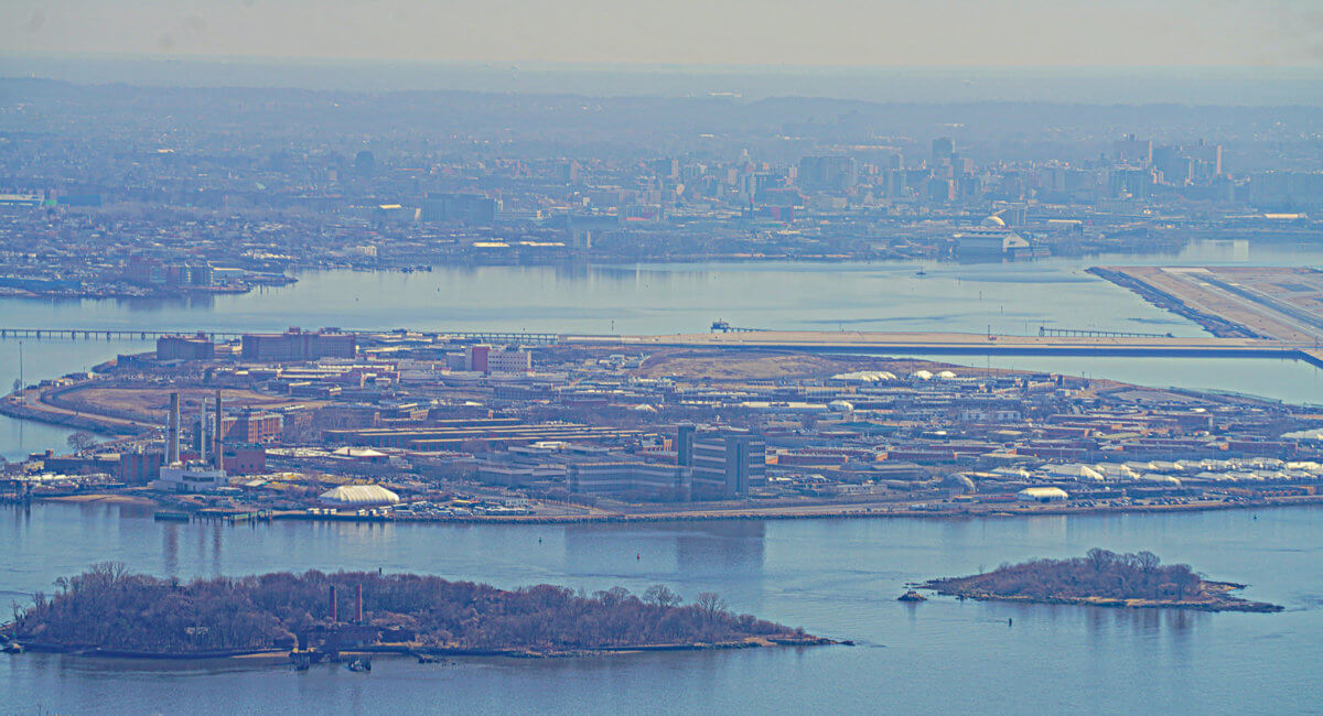 Rikers Island as seen from the air.