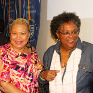 Maria McKenzie (left) and Barbados Prime Minister Mia Mottley.