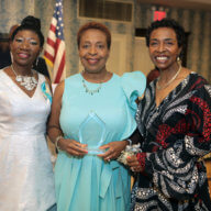 From left: Dr. Claudette McFarquhar, president, Claudette Powell (former president and honoree) and Congresswoman Yvette Clarke.