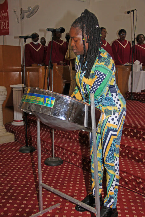 Alyssa Seales plays the National Anthem of St. Vincent and the Grenadines on steel pan.