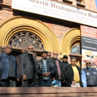 IUOM officers assemble on the balcony of the Mechanics Order headquarters at 65 Putnam Ave. in Bedford-Stuyvesant, Brooklyn.