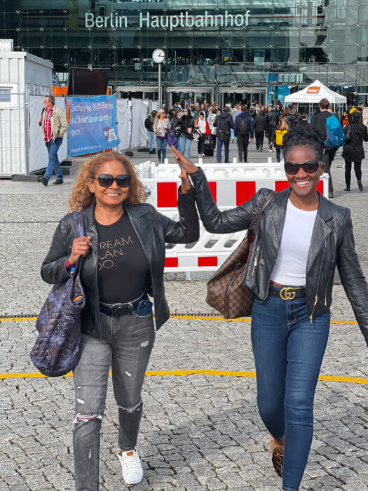 Marva Joseph (left), and Marie Young in Berlin last September while they were there for a marathon. 