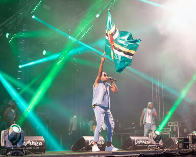 An artist performs during World Creole Music Festival in Dominica.