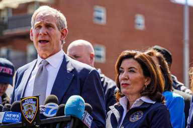 Metropolitan Transportation Authority chair and CEO Janno Lieber and Governor Kathy Hochul.