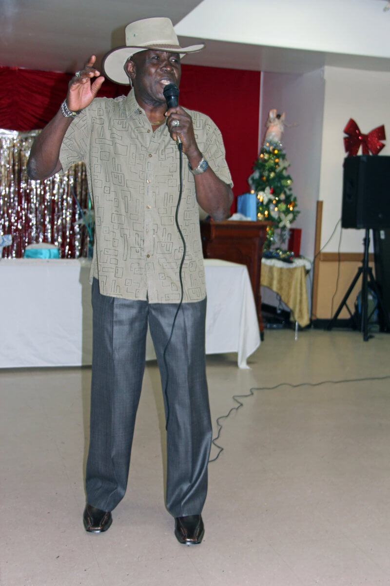 Cyril "Scorcher" N. Thomas sings "The Legend of Soca" during "Winter Wonderland", at the Golden Hall, in December 2017, at St. Gabriel's Episcopal Church on Hawthorne Street in Brooklyn .The event was organized by the Brooklyn-based St. Vincent and the Grenadines' Nurses Association of New York.