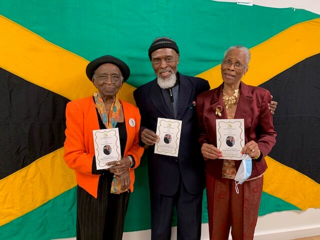 JPL members Vena W. Baker, Jose Richards and President Sadie Aarons Campbell