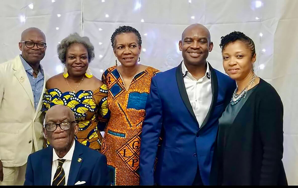 Mr. Frank A Noel, (sitting) a Golden Arrow Award recipient, and former official of a past Guyana government, in happier times with children Roger, Cheryl, Faye, Courtney, and Raymonda.