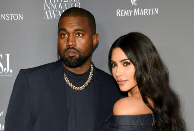 FILE - Kanye West, left, and Kim Kardashian attend the WSJ. Magazine Innovator Awards on Nov. 6, 2019, in New York.