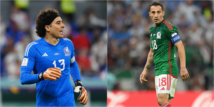 There were many positive moments to take from El Tricolor’s performance, especially by two of their most experienced players, GK Guillermo Ochoa, left, and MF Andres Guardado.