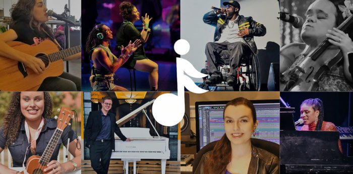 A graphic of several disabled artists, who are RAMPD members. 