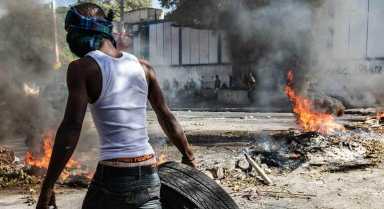 Protestor on the streets of Port-au-Prince in crisis-torn Haiti.