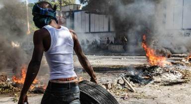 Protestor on the streets of Port-au-Prince in crisis-torn Haiti.