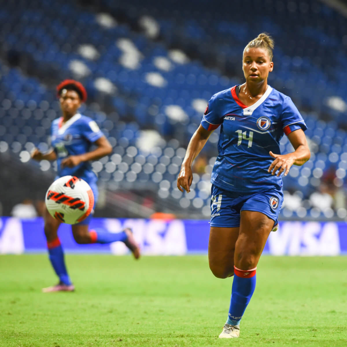 Claire Constant of Haiti during the game Jamaica vs Haiti, corresponding Group A of Concacaf W (Womens) Championship 2022, at BBVA Bancomer Stadium on July 11, 2022.