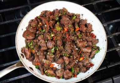 Spicy Geera (cumin) Chicken Liver.