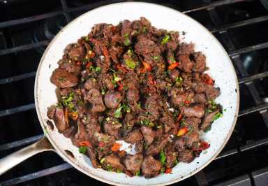 Spicy Geera (cumin) Chicken Liver.