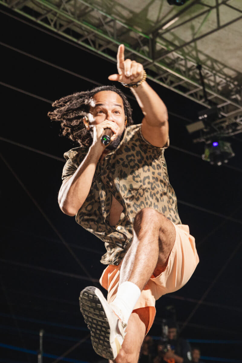 Kees Dieffenthaller of the soca band Kess performing in St. Croix.