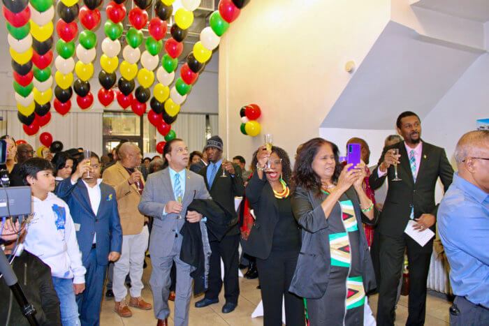 Guyanese and friends from CARICOM raised their glasses in a toast to the 53rd Republic Anniversary commemoration at the Manhattan consulate office. 
