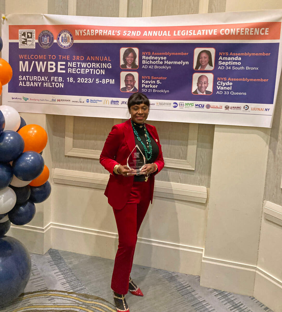 Ingrid Lewis Martin, chief advisor to the Mayor, Eric Adams, holding her Lifetime Achievement Award during the award ceremony. 