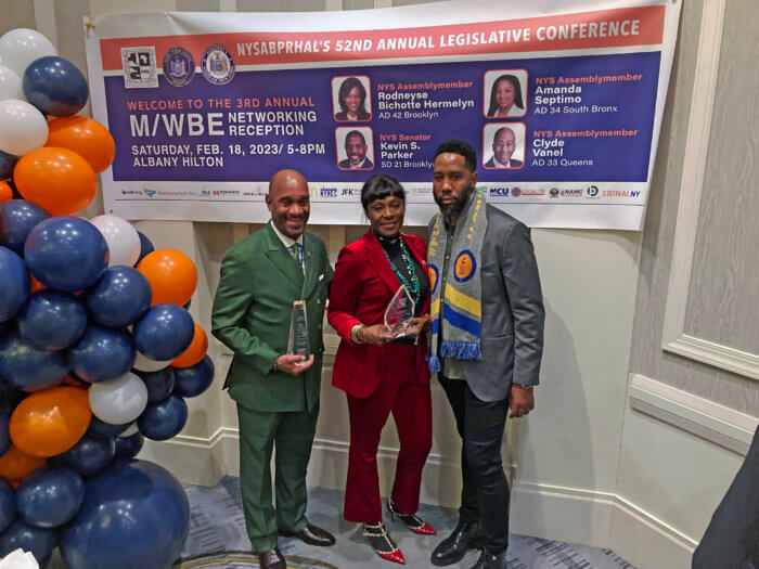 From left, Michael J. Garner, MBA, CCA, chief diversity officer, Mayor's Office of M/WBEs, Ingrid Lewis Martin, chief advisor to Mayor Eric Adams and Ndaba Mandela, author, entrepreneur, and the grandson of Nelson Mandela. 