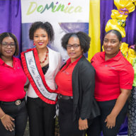From left: Kimberly King (DDA), Tamica Chambers (Petro Caribe), Alicia Burton - Miss Dominica contestant, Medita Toussaint (Petro Caribe) Nadege Peltier (Petro Caribe) Daphne Vidal (DDA) and Kerwin Jno Baptiste (DFC).