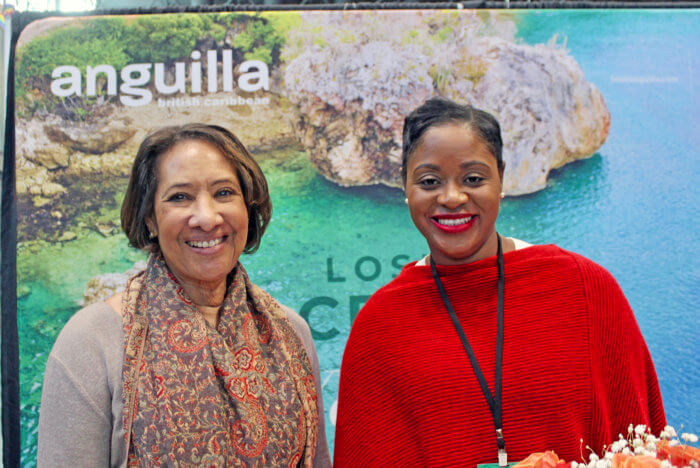 Alison Ross, senior vice president, Anguilla Tourist Board, and Chantelle M. Richardson, deputy director, Anguilla Tourist Board, at the recent Travel & Adventure Show at the Jacob Javits Center, Manhattan.