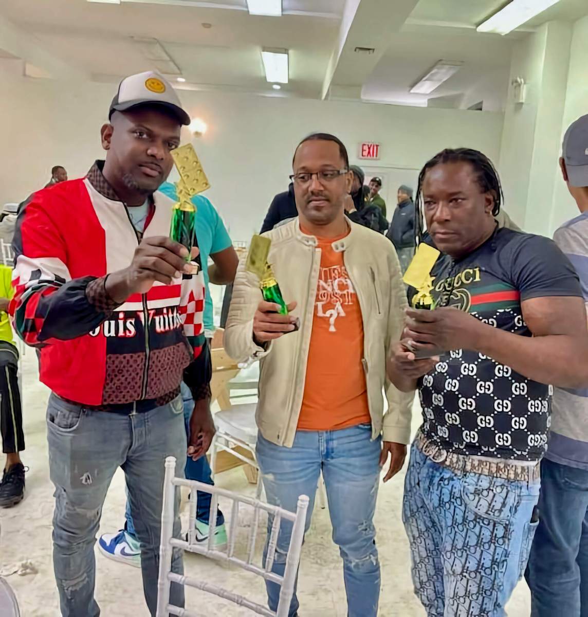 Some of the winners with their trophies, from left, Dwayne ‘Sniper” Henry, Bale “Macko” McCreath and Anthony “Doctor Bess Blackburn.