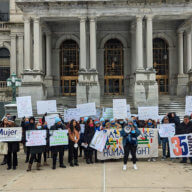 Supporters of Coverage 4 All rally outside of the State Capitol in Albany.