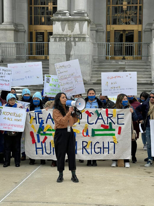 Assemblymember Sarahana Shrestha speaks to the crowd.