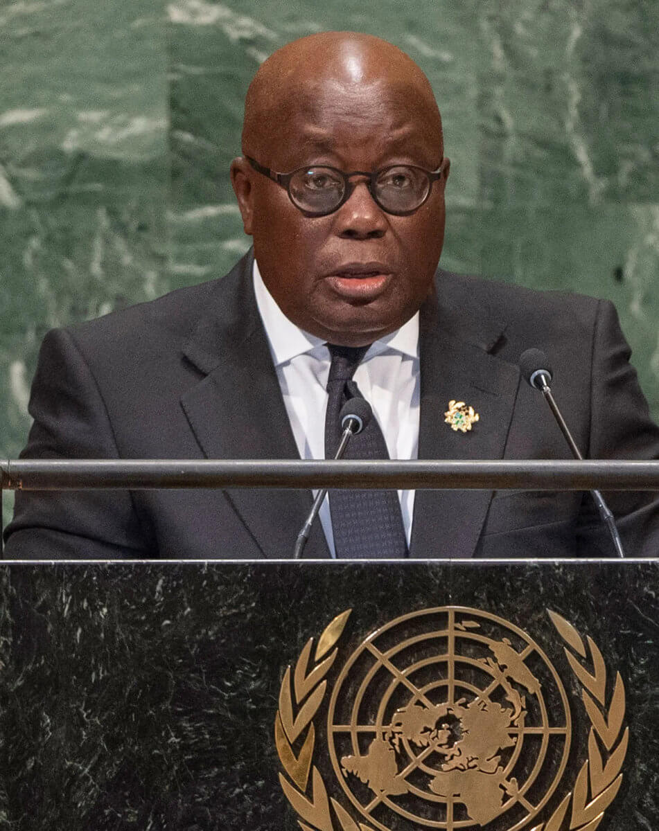 Ghanaian Pres. Nana Addo Dankwa Akufo-Addo addressing the United Nations General Assembly's 73rd session, New York City, Sept. 26, 2018.