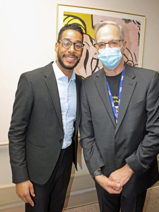 BP Antonio Reynoso (left) with David Weinstein, CEO, NYC Health+Hospitals McKinney.