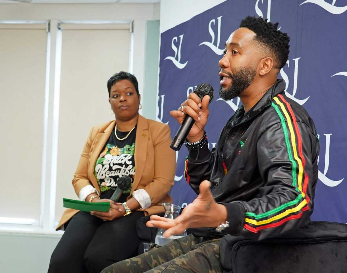 Ndaba Thembekile Zweliyajika Mandela speaking to workers at the St. John’s Episcopal Hospital.