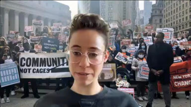 Katie Schaffer, director of Advocacy and Organizing at the Center for Community Alternatives (CCA), facilitating the Communities Not Cages event. 