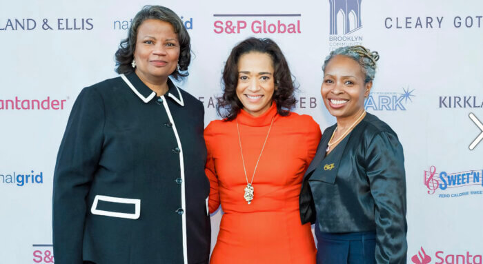 From left, Rev. Dr. Emma Jordan Simpson, Jennifer Jones Austin, and Dr. Jocelynne Rainey, CEO of the Brooklyn Community Foundation at the 2023 Spark Breakfast hosted by the Brooklyn Community Foundation (BCF), held on March 14. 