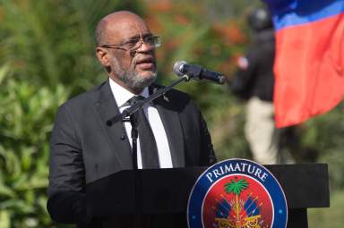 Haitian Prime Minister Ariel Henry speaks during a ceremony in memory of slain Haitian President Jovenel Moise at the National Pantheon Museum in Port-au-Prince, Haiti, July 7, 2022. Henry has dismissed Haiti’s justice minister, interior minister and its government commissioner in a fresh round of political upheaval, according to documents that The Associated Press obtained on Monday, Nov. 14, 2022.