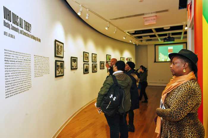 CCCADI's Rhythm, Bass and Place exhibition opening event. Exhibition goers view the works of Joe Conzo Jr. on March 17, 2023.