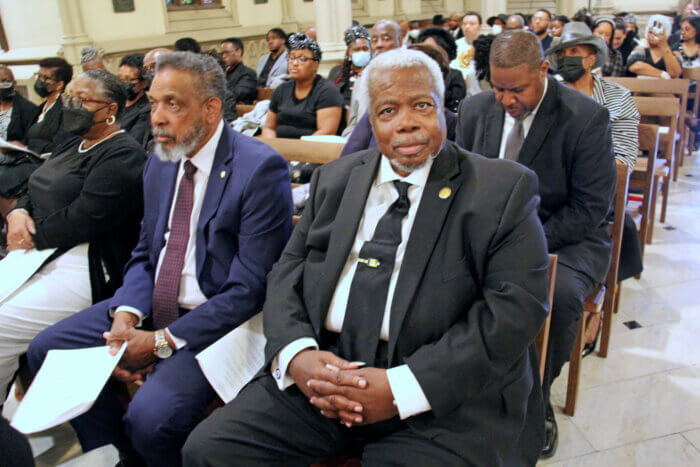 Former Grenada Amb. Eugene Pursoo (left) with St. Vincent and the Grenadines Amb. Kingsley Layne.