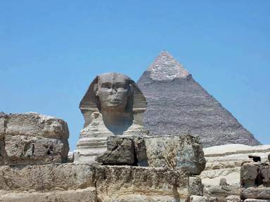 Pyramid and Sphinx at Giza.