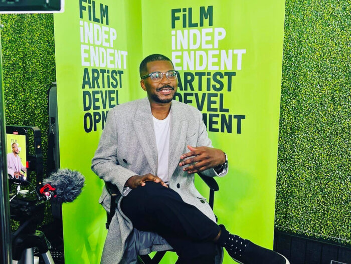 Guyanese-born Mason Richards, filmmaker, writer, director of his award-winning short film, “The SeaWall” photographed at the recent Film Independent Spirit Awards in California.