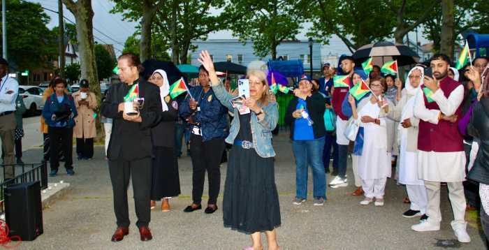 A section of the gathering at Smokey Park, Richmond Hill who joined others to mourn the loss of 19 children who died in an inferno in their dormitory in Mahdia, Region 8, Guyana.