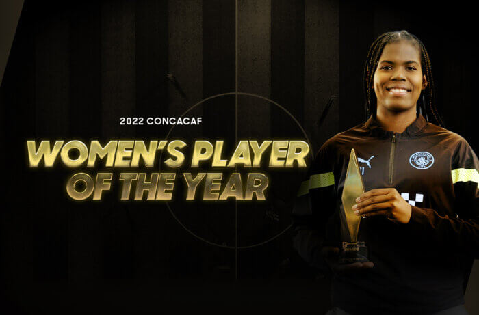 2022-CONCACAF Women’s Player of the Year Khadija Shaw.